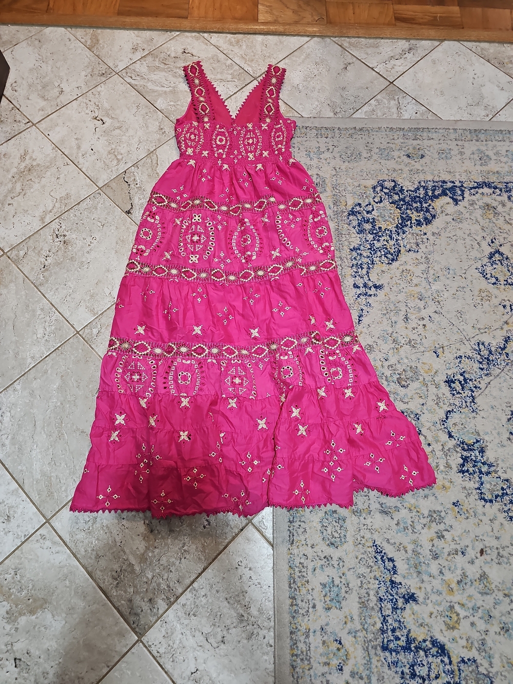 Boston Proper Metallic Lace-Inset Eyelet Maxi Dress Size M - Picture 10 of 11